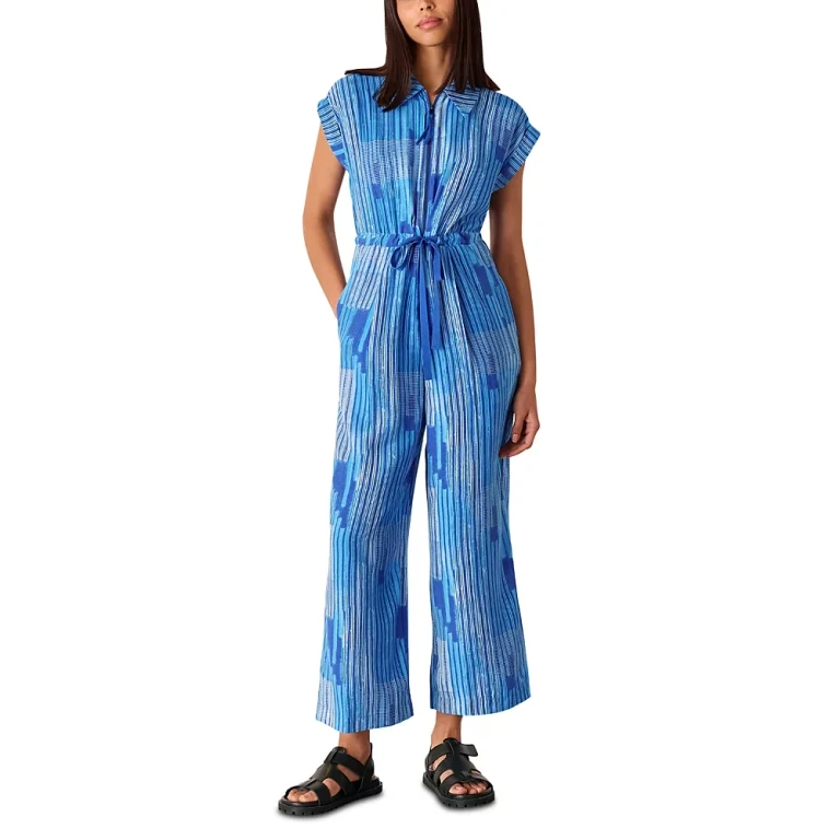 Whistles Stripe Print Zip Front Jumpsuit