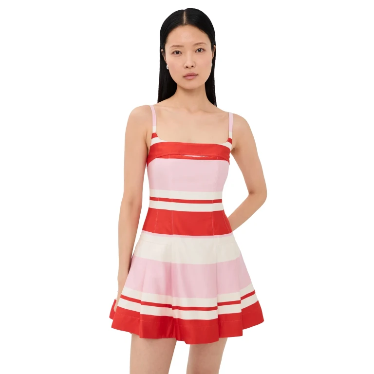 SIMKHAI Nelly Bustier Mini Dress Tulip Stripe 00
