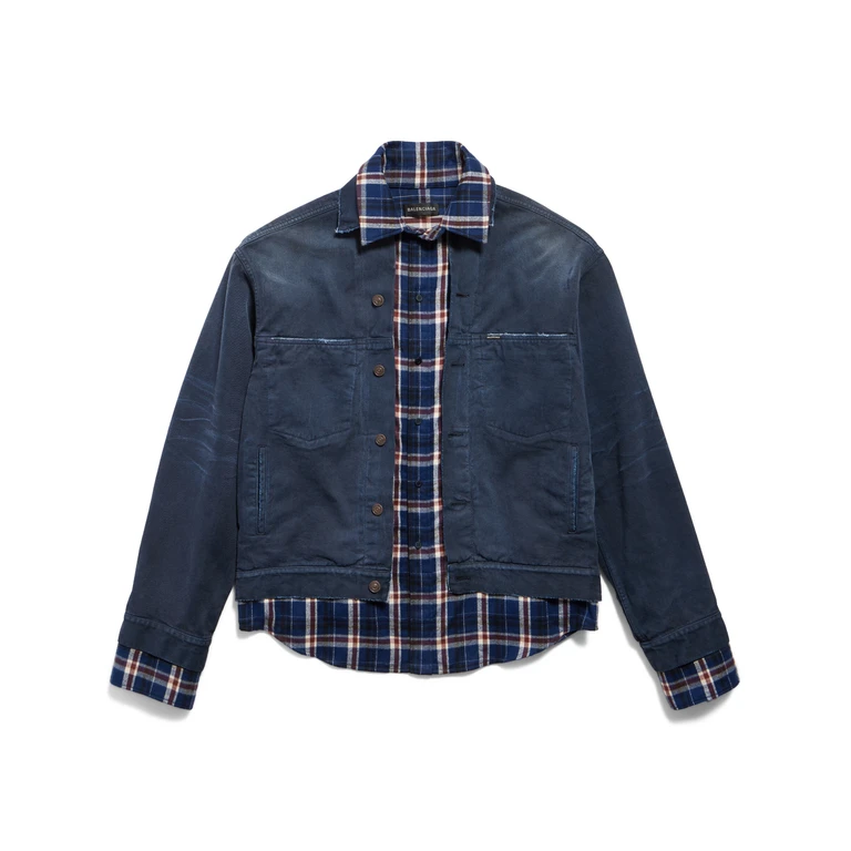Balenciaga Patched Shirt Jacket Blue Giacca - Men