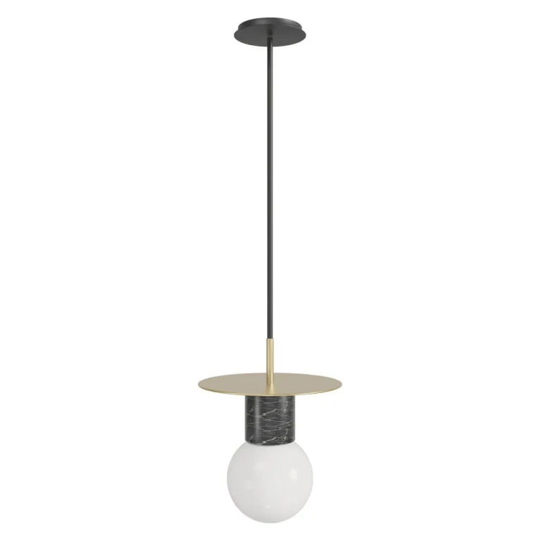 Brushed Brass Black Pendant from the Newport Collection