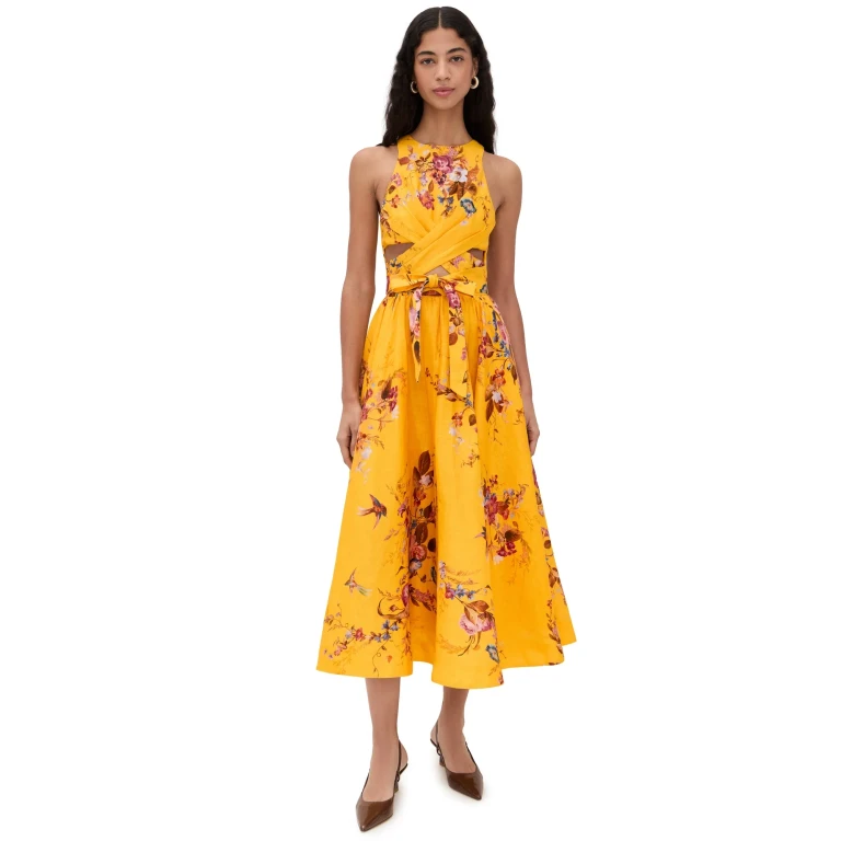 Zimmermann Patience Midi Dress Mustard Floral 1