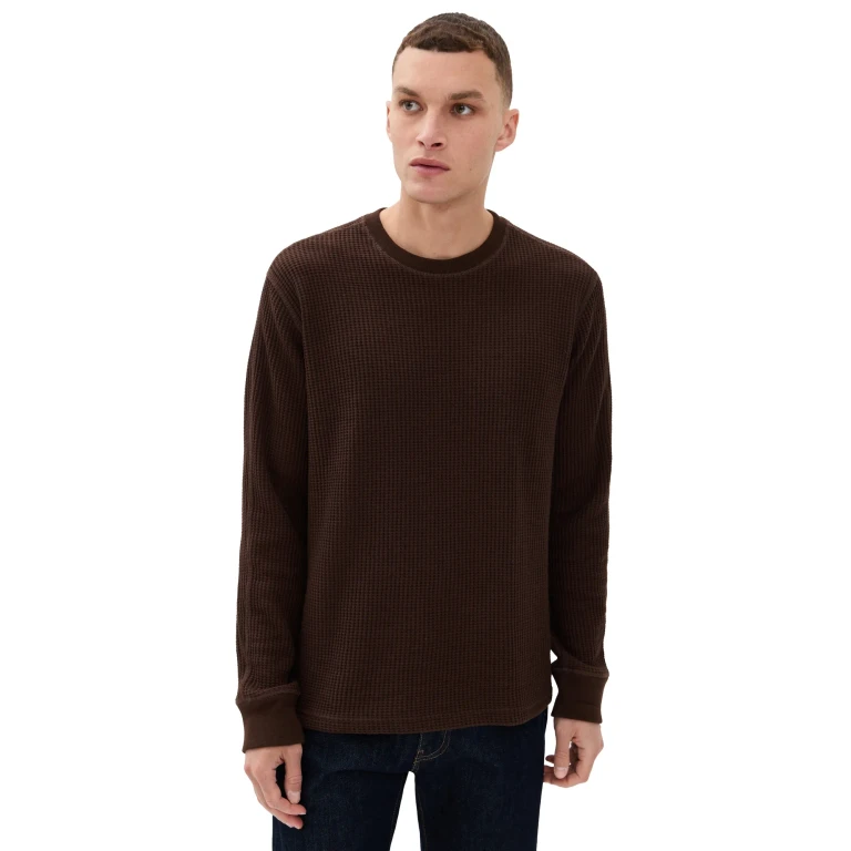 RAILS Wade Waffle Thermal Long Sleeve Tee Chocolate XL