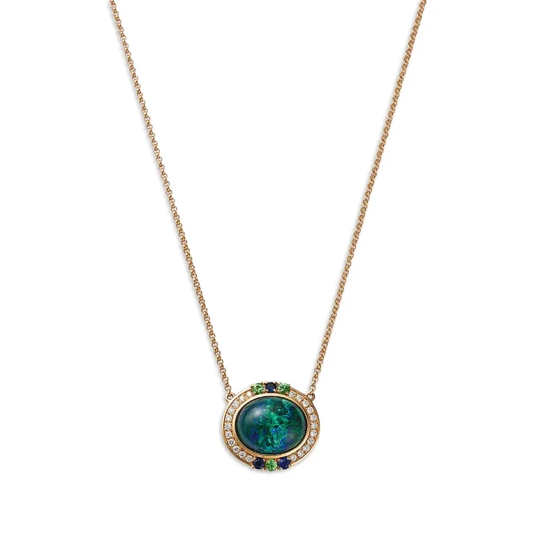 Azurite, Blue Sapphire, Tsavorite & Diamond Pendant Necklace, 16-18