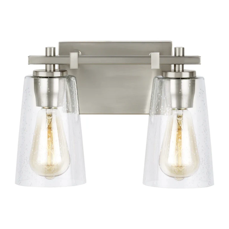 Visual Comfort Studio Mercer 2-Light Bathroom Vanity Light in Satin Nickel by Sean Lavin