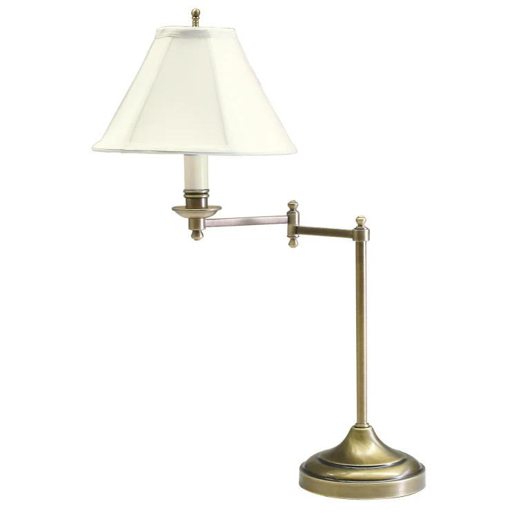 House of Troy Club Antique Brass Table Lamp With Swing Arm