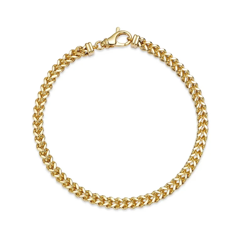 Men's Square Franco Link Chain Bracelet in 14K Yellow Gold