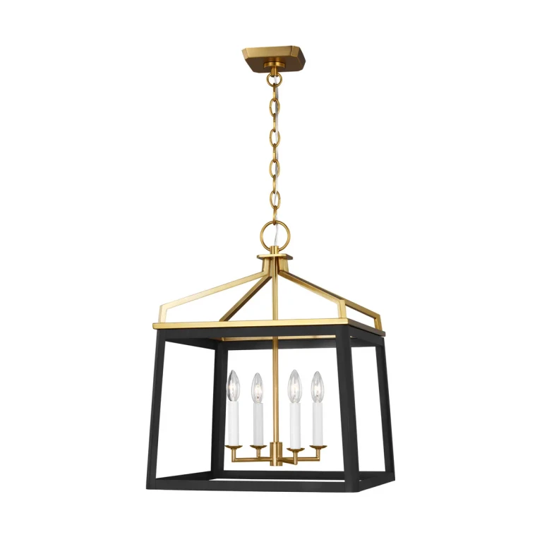 Carlow 4-Light Chandelier in Midnight Black And Burnished Brass by Chapman & Myers