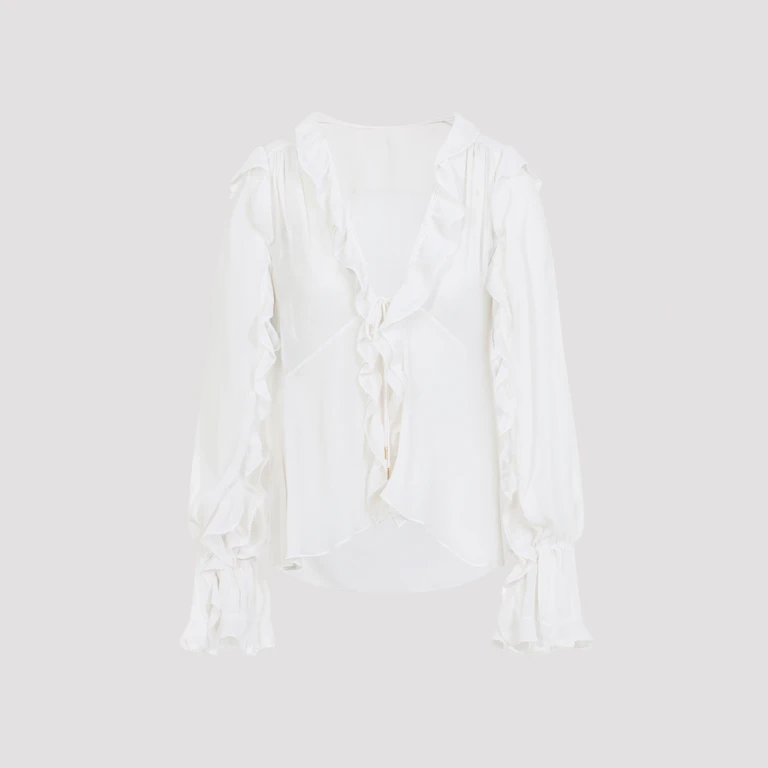 Alberta Ferretti Creponne Shirt White Acrylic Silk Tops - Women