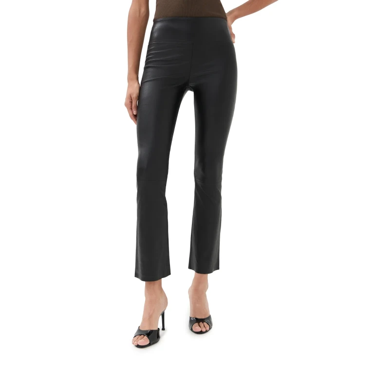 SPRWMN High Waist Leather Ankle Flare Leggings Black M