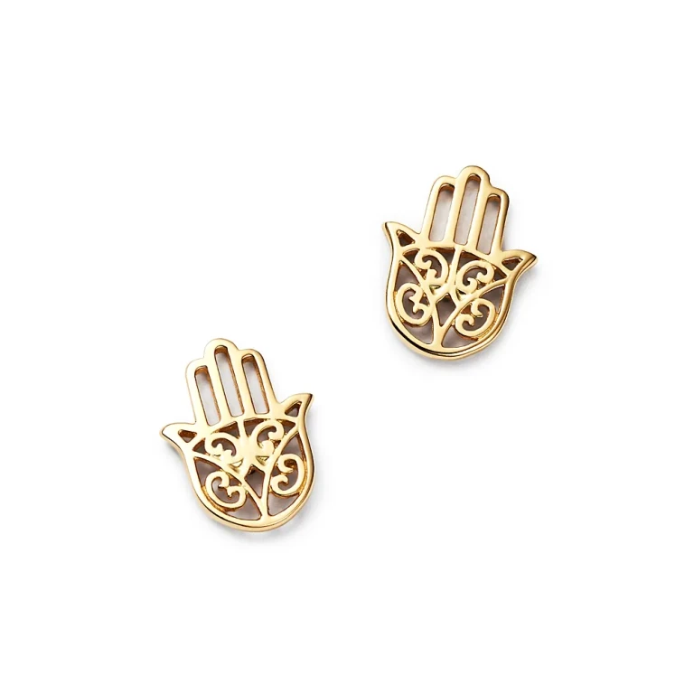 Hamsa Hand Stud Earrings in 14K Yellow Gold - Exclusive