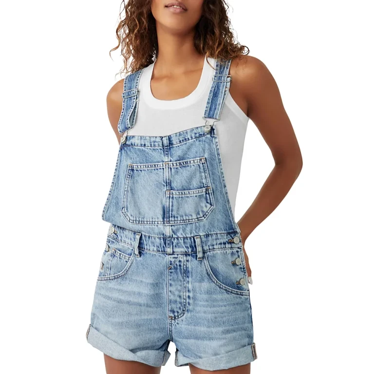 Free People We The Free Ziggy Cotton Denim Romper