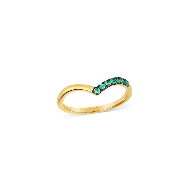 Emerald Chevron Ring in 14K Yellow Gold