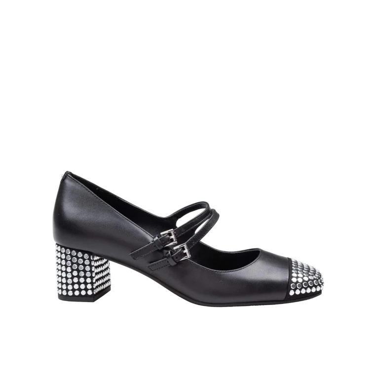 Michael Kors Matilda Toe Cap Mid Pump In Leather With Applied Studs