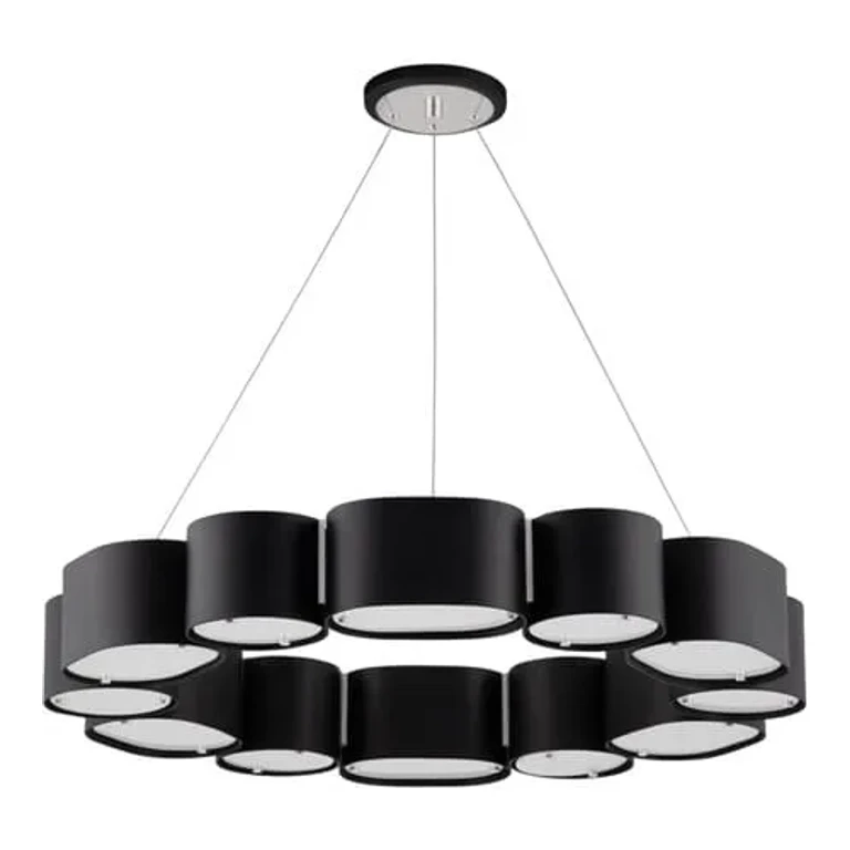 Corbett Opal 12-Light Transitional Chandelier in Soft Black With Stainless Steel