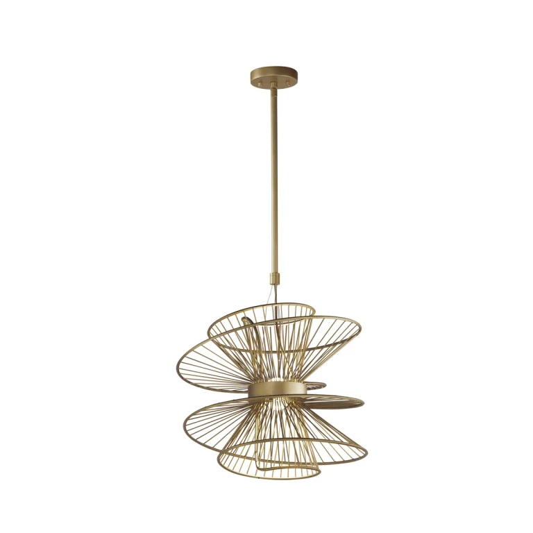 Natural Aged Brass LED Pendant from the Zeta Collection