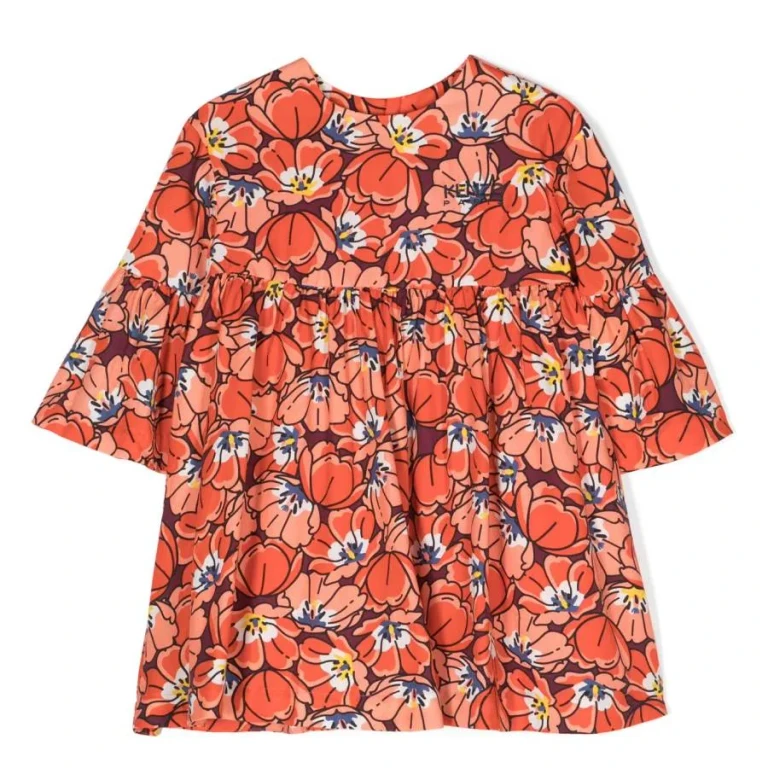 Kenzo Girls Floral Print Lyocell Dress