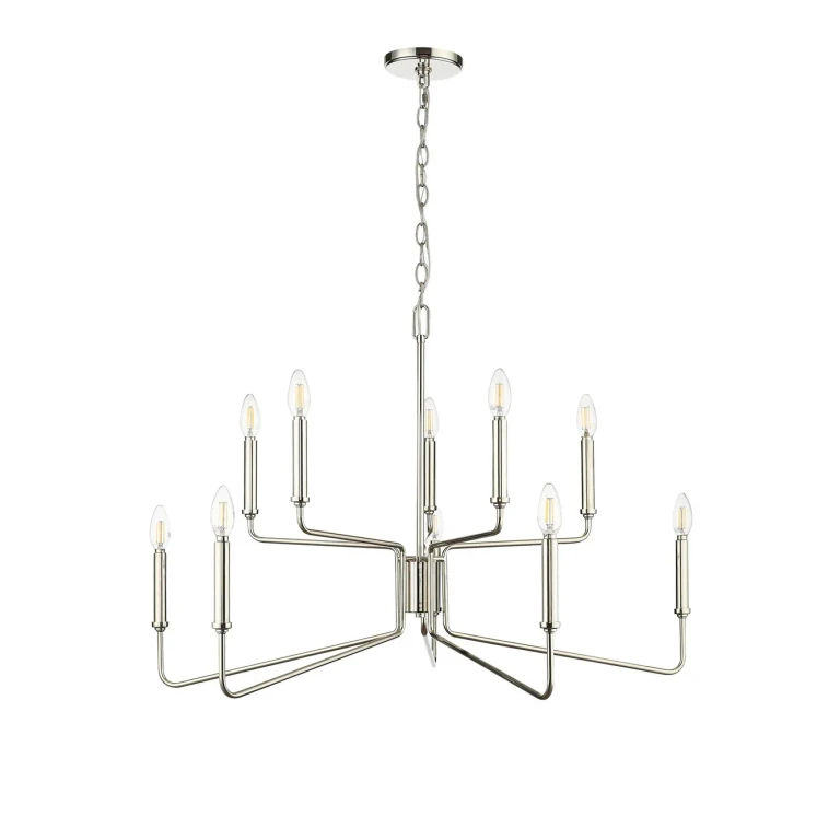 Polished Nickel Ten Light Chandelier from the Raven Collection