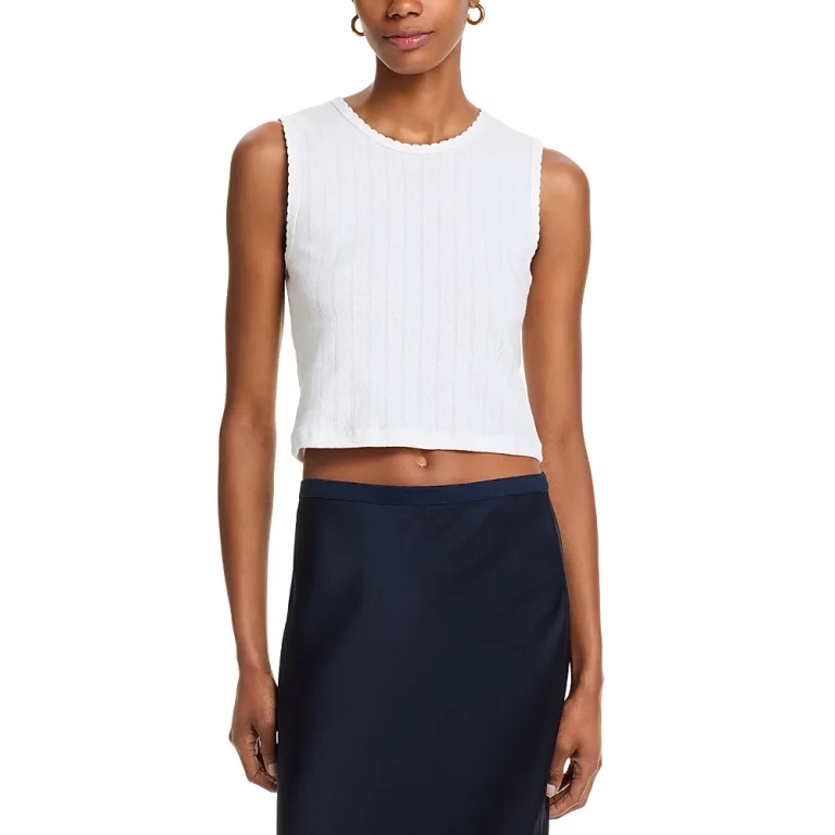 Leset Pointelle Sleeveless Crewneck Top