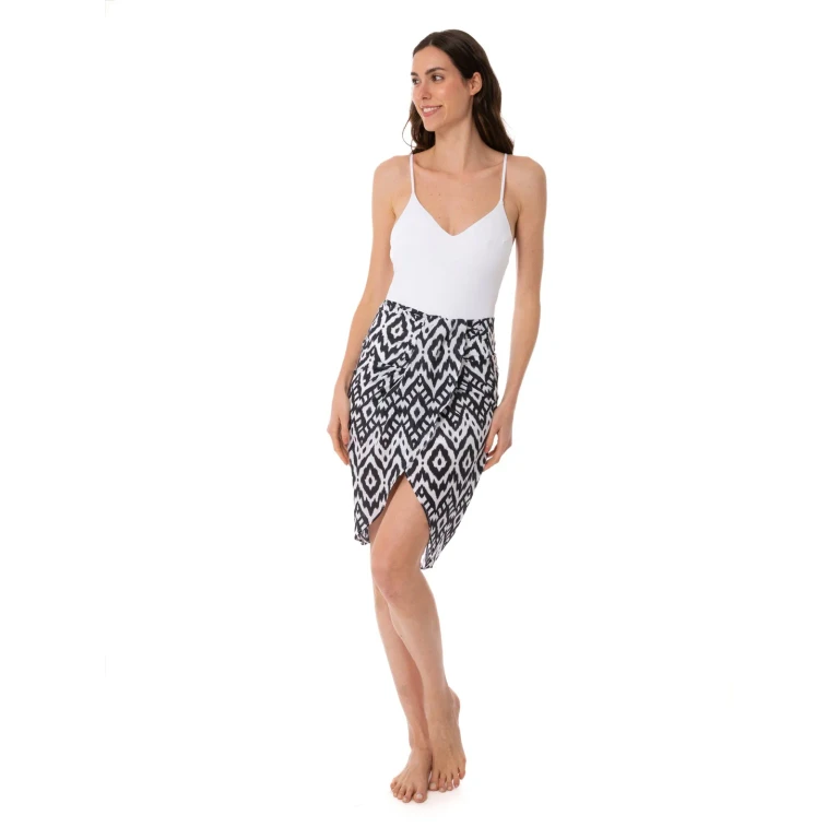 MC2 Saint Barth Amanda Black And White Ikat Midi Skirt