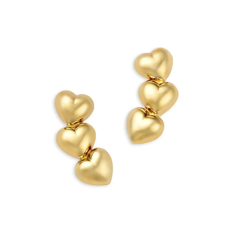 14K Yellow Gold Heart Earrings