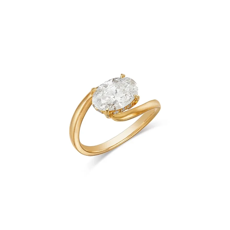 Certified Lab Grown Diamond Oval Solitaire Ring in 14K Yellow Gold, 2.0 tcw