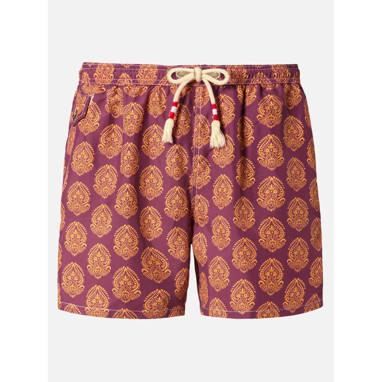 Mc2 Saint Barth Lightweight Fabric Swim-Shorts Lighting 70 With Indian Print Swimshort - Men
