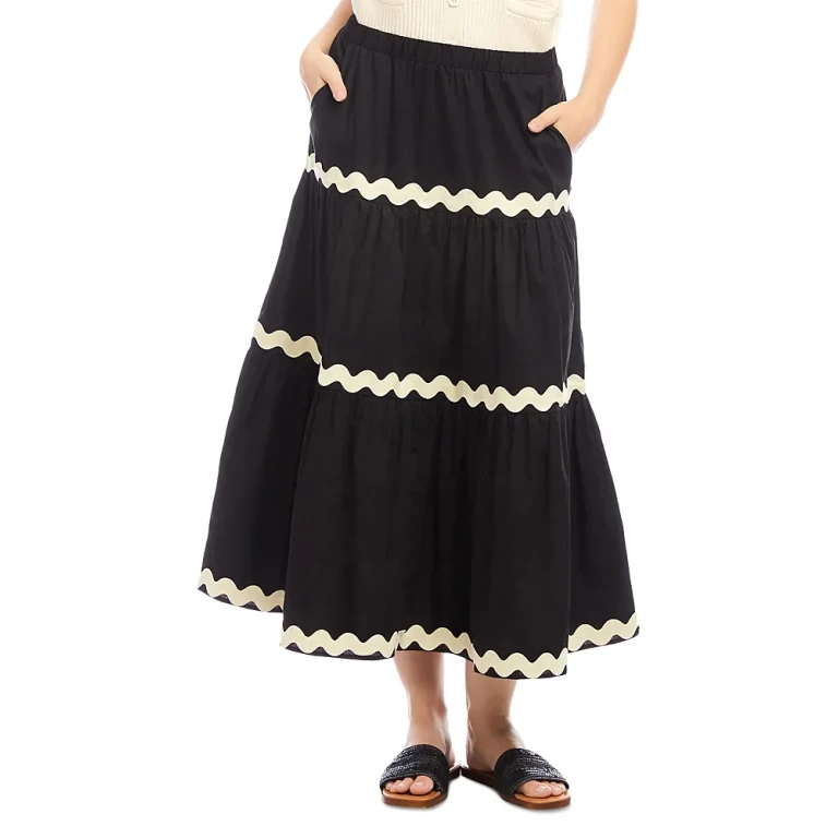 Karen Kane Ric Rac Trim Tiered Midi Skirt
