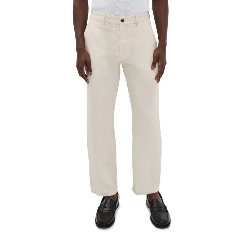 NN07 Aden Linen Trousers Navy Blue 38