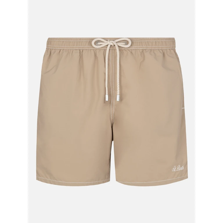Mc2 Saint Barth Beige Mid-Length Classic Light Swim Shorts Patmos Brown Swimshort - Men