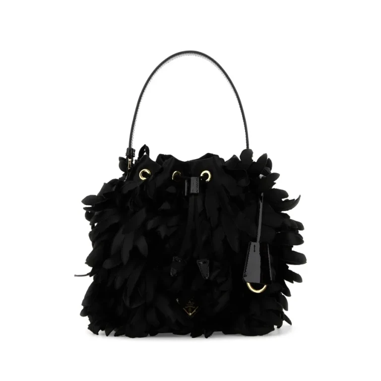 Embellished Satin Mini Bucket Bag