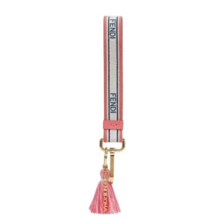 Fendi Stripe Motif Leather Details Key Charm
