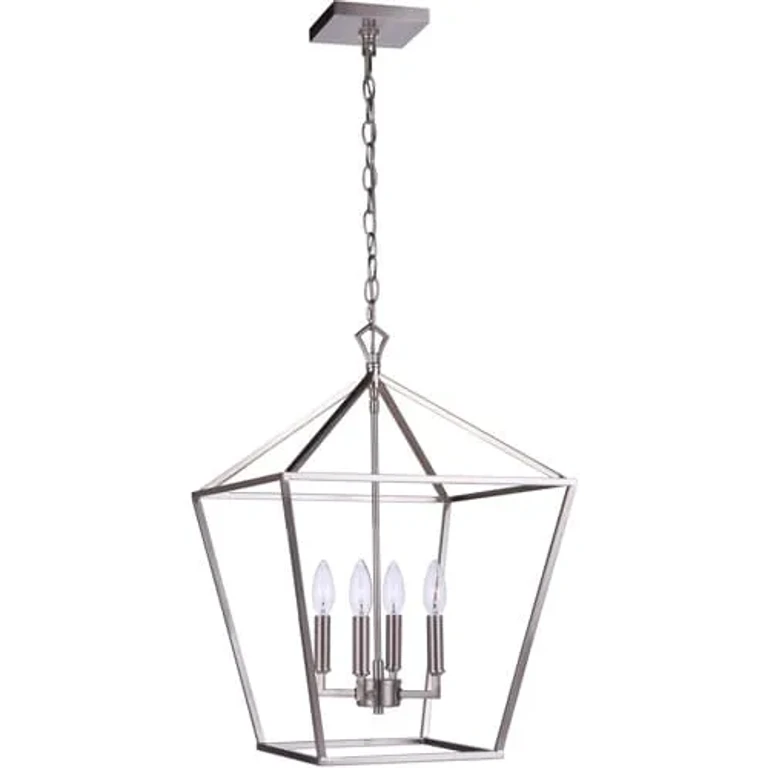 Brushed Polished Nickel Four Light Foyer Pendant from the Flynt II Collection