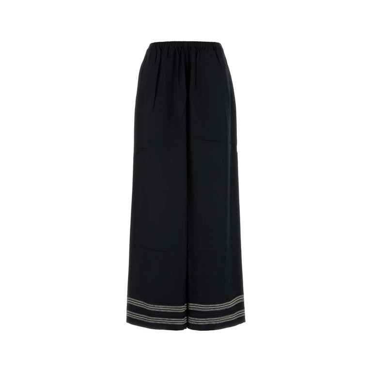 Bode Black Viscose Mathilde Wide-Leg Navycream Exterior: Pantaloni - Women