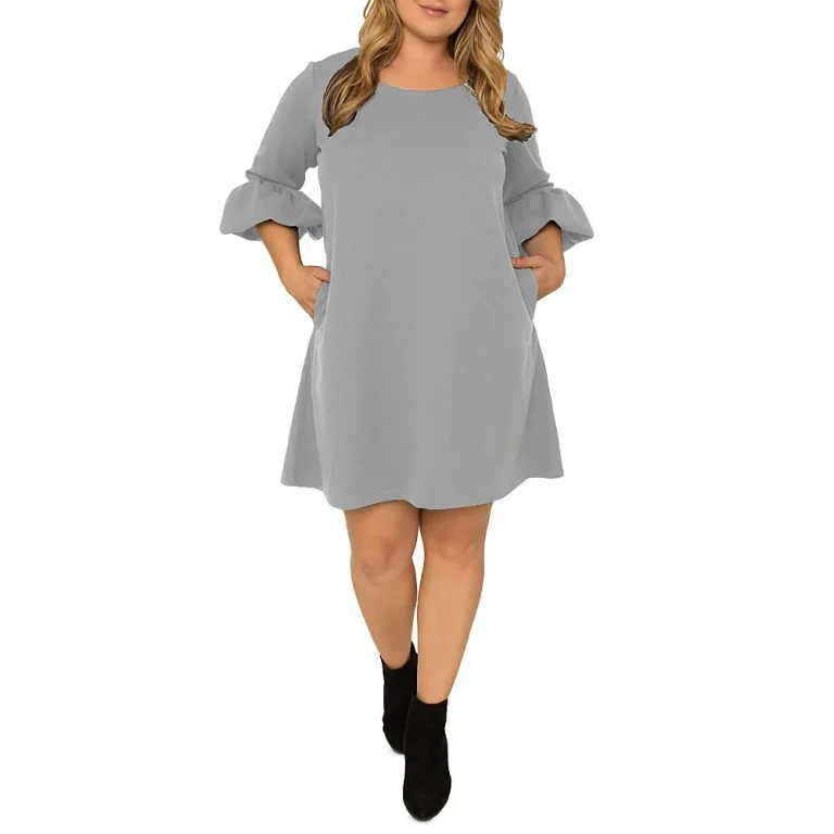 Plus Knit Flare Sleeve Dress