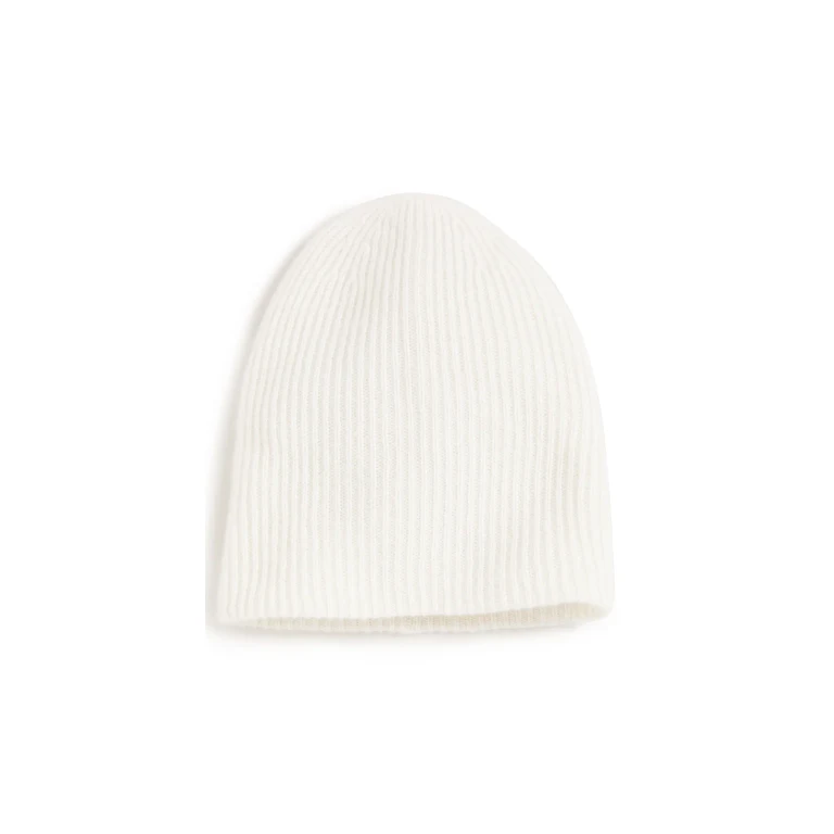 White & Warren Cashmere Plush Rib Beanie Soft White One Size