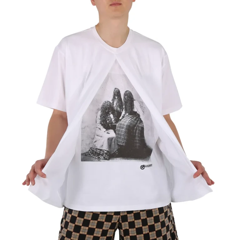 Burberry Boys Optic White Victorian Portrait Print Cotton Oversized T-shirt