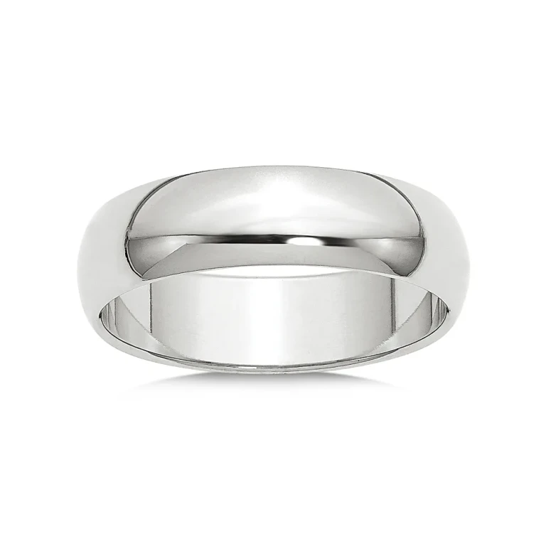 Men's 6mm Half Round Band Ring in 14K White Gold
