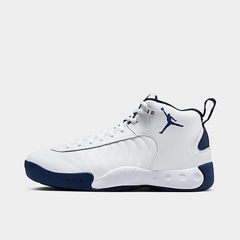 Men's Air Jumpman Pro Basketball Shoes in White/Metallic Silver/Midnight Navy Size: 7.0