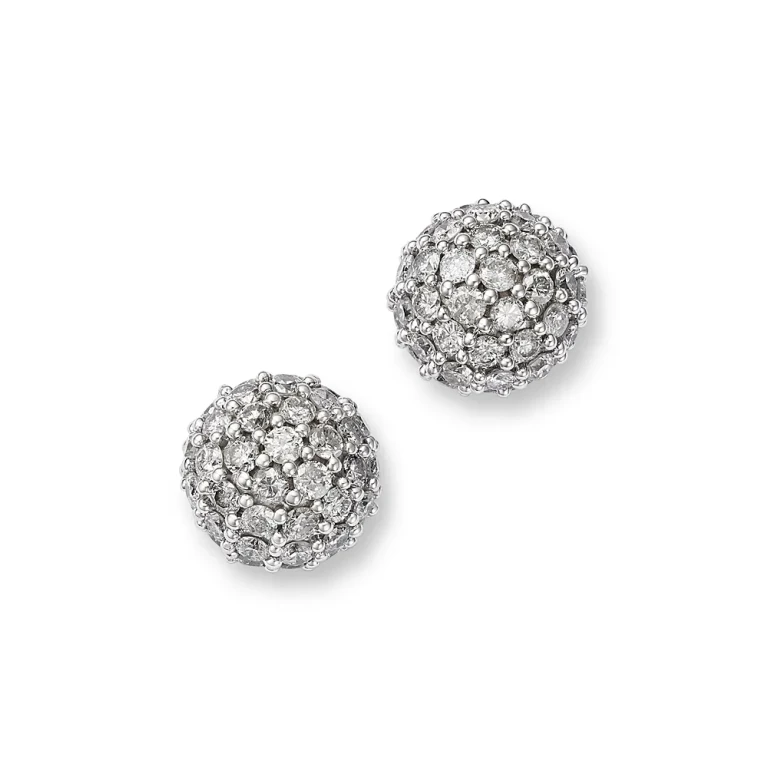 Diamond Cluster Stud Earrings in 14K Gold, 2.0 tcw