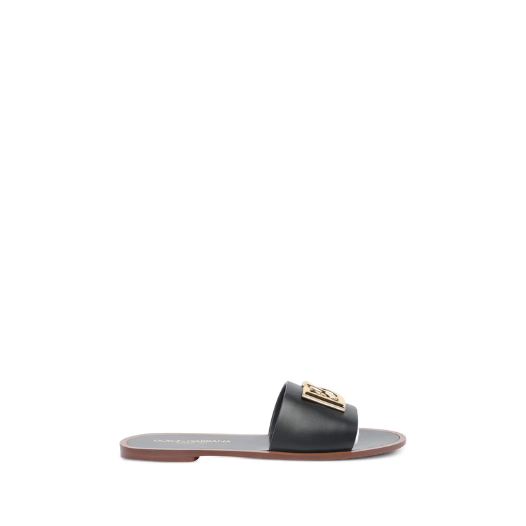 Dolce & Gabbana Sandals Black Bovine Polyester - Women
