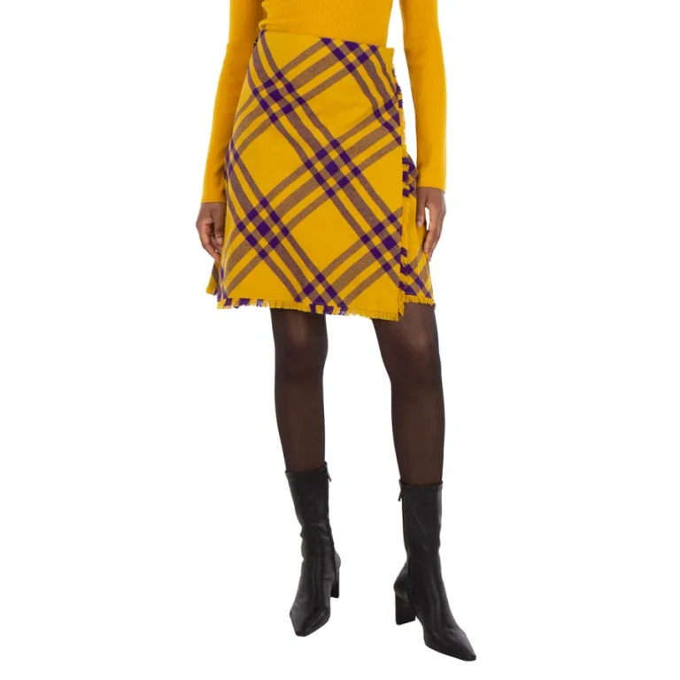 Burberry Check-Pattern Frayed Kilt