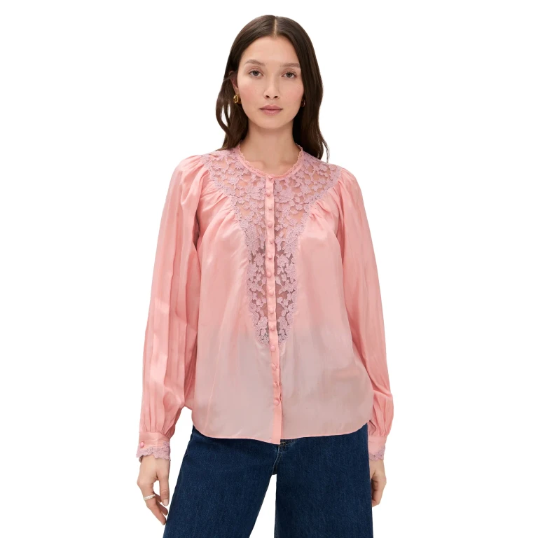 LoveShackFancy Carine Top Pink Nude M