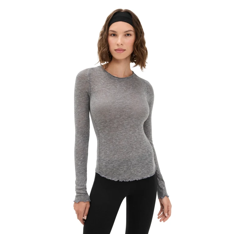 Free People Be My Baby Long Sleeve Tee Black XS