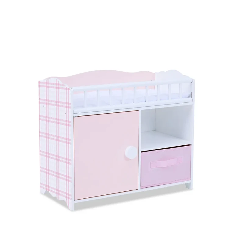 Olivia's Little World by Teamson Kids Aurora Princess Pink Plaid Baby Doll Bed with Accessories Pink - Ages 3-7