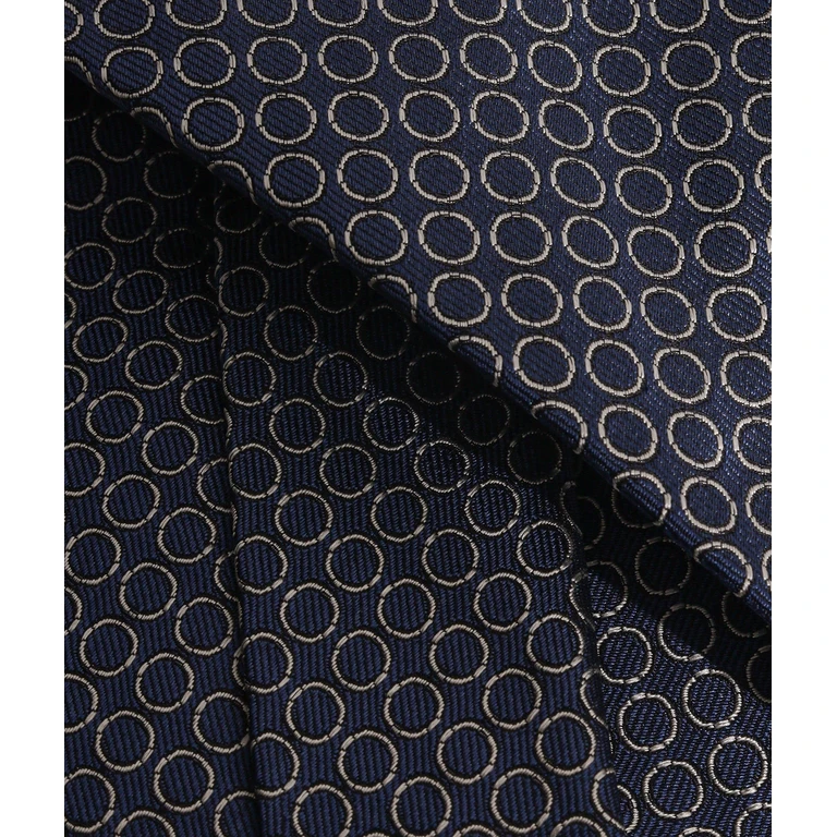 Larusmiani Perlage Silk And Linen Tie Blue Small Pattern - Men