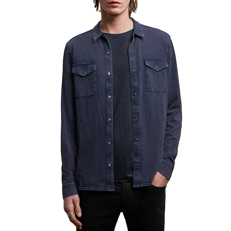 John Varvatos Arvon Cotton Textured Knit Button Down Western Shirt