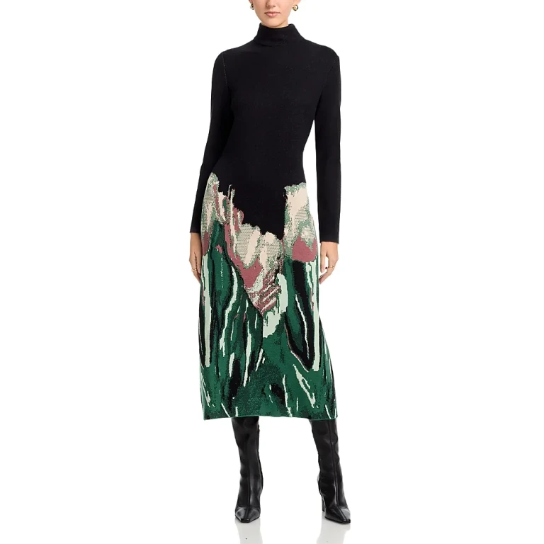 Misook Floral Jacquard Knit Dress