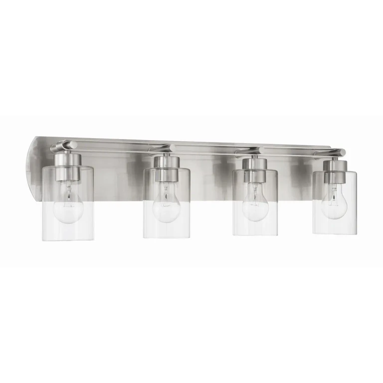 Brushed Polished Nickel Four Light Vanity from the Hendrix Collection