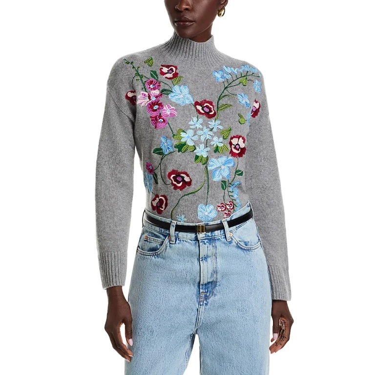 Garden Floral Mock Neck Sweater - Exclusive