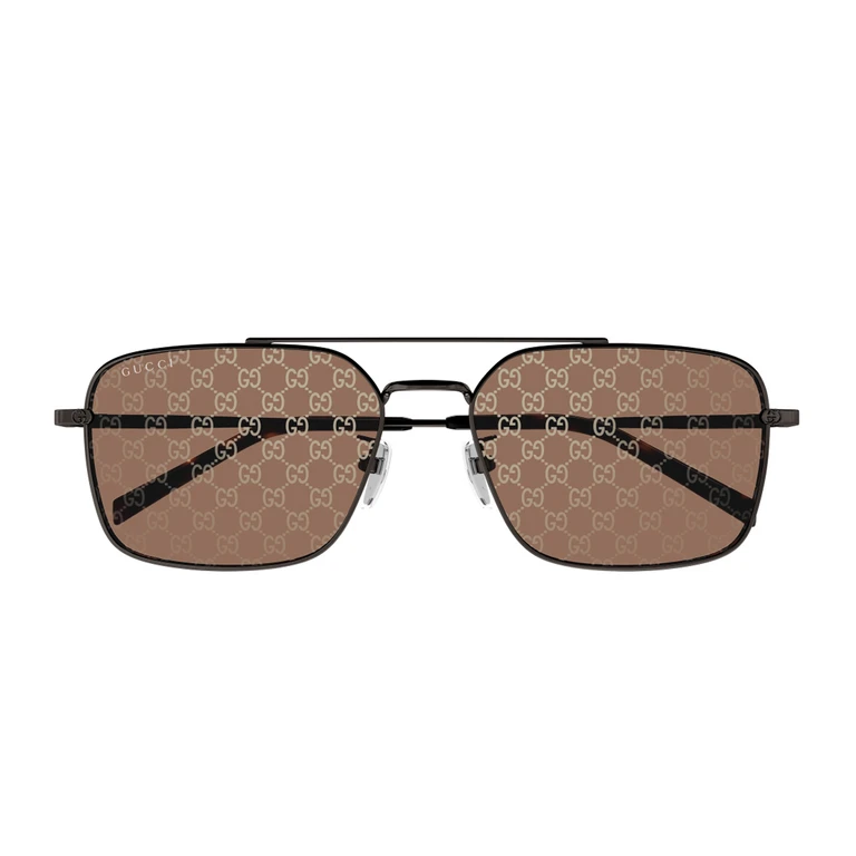 Gucci GG1957SA Linea Institutional Logo 005 Grey Brown Gunmetal Metal Occhiali Da Sole - Men